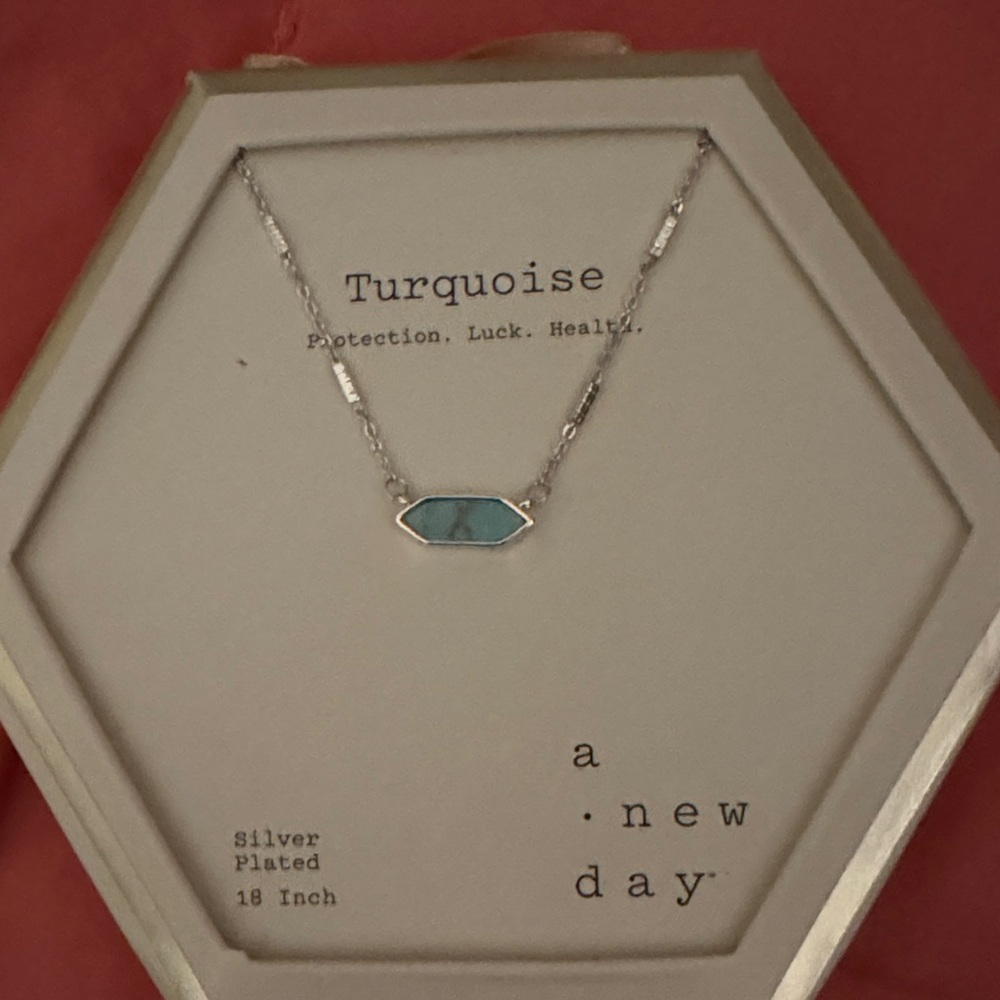 A New Day Silver Necklace with Turquoise Accent